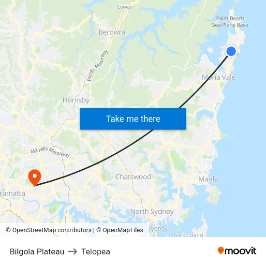 Bilgola Plateau to Telopea map