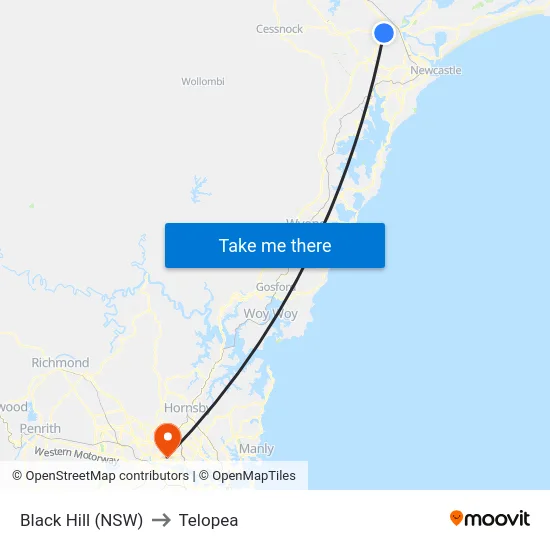 Black Hill (NSW) to Telopea map