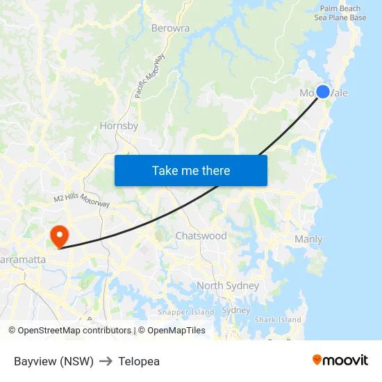Bayview (NSW) to Telopea map