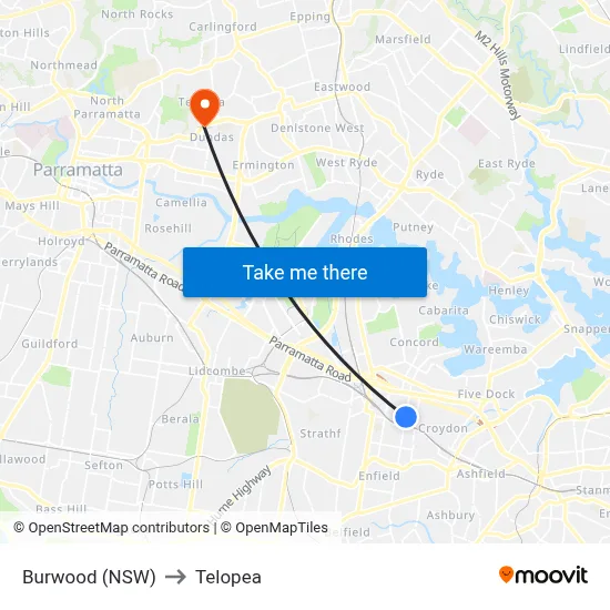 Burwood (NSW) to Telopea map