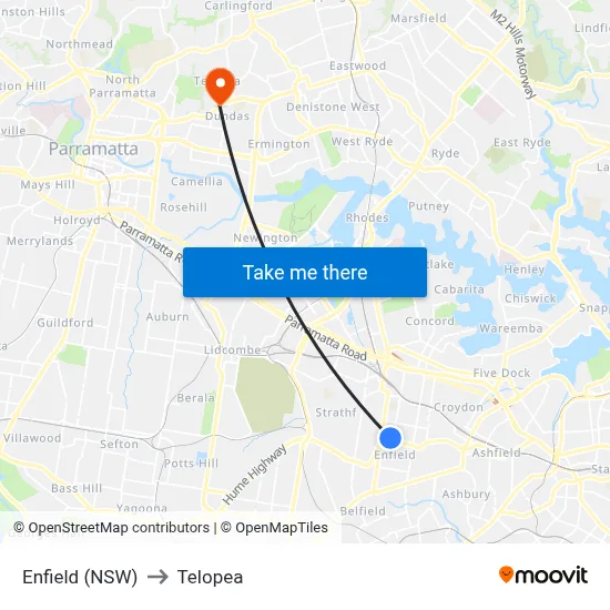 Enfield (NSW) to Telopea map