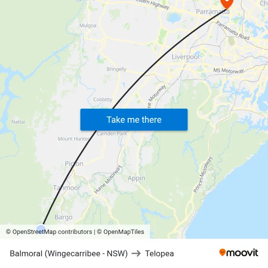 Balmoral (Wingecarribee - NSW) to Telopea map