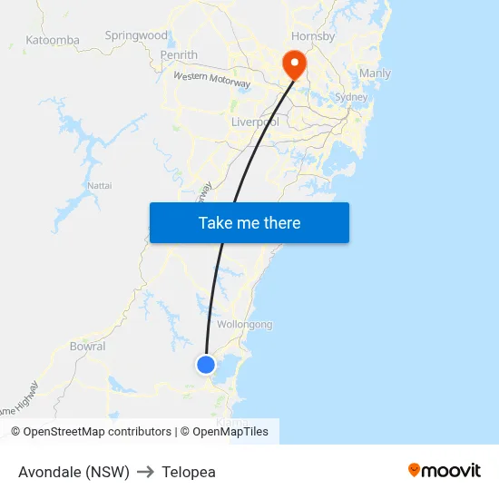 Avondale (NSW) to Telopea map