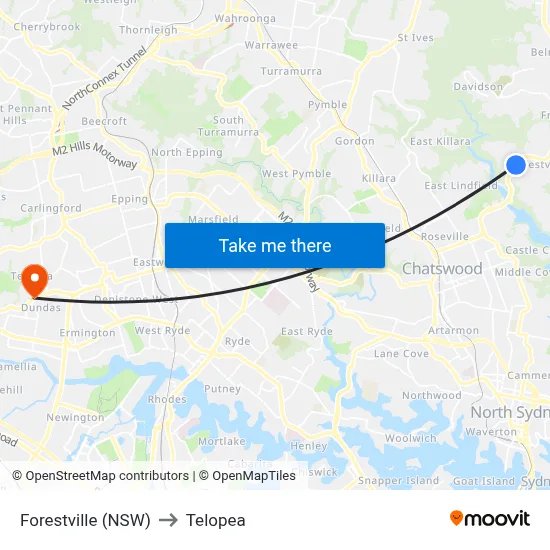 Forestville (NSW) to Telopea map
