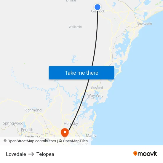 Lovedale to Telopea map