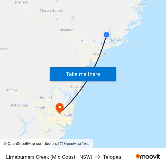 Limeburners Creek (Mid-Coast - NSW) to Telopea map