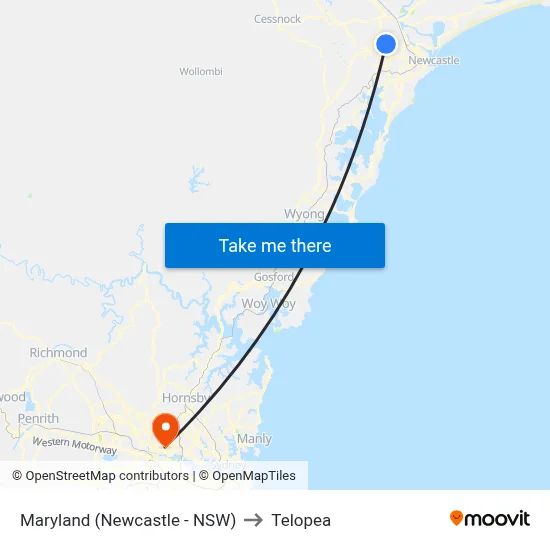 Maryland (Newcastle - NSW) to Telopea map