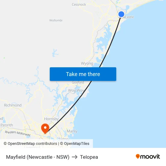 Mayfield (Newcastle - NSW) to Telopea map