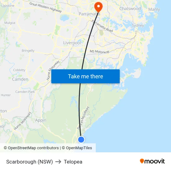Scarborough (NSW) to Telopea map