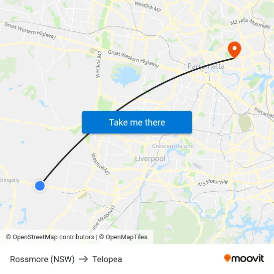Rossmore (NSW) to Telopea map