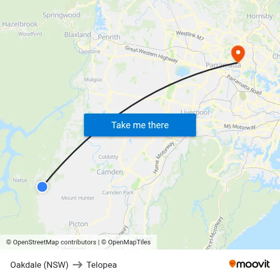 Oakdale (NSW) to Telopea map