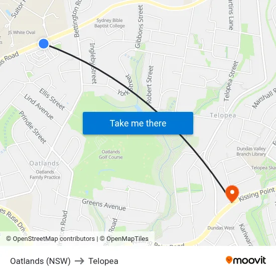 Oatlands (NSW) to Telopea map