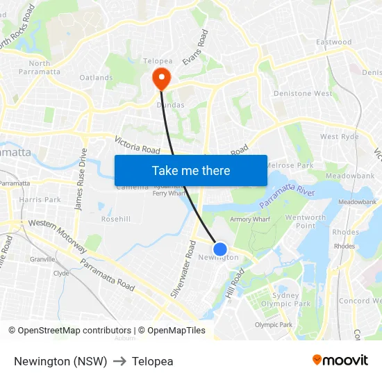 Newington (NSW) to Telopea map