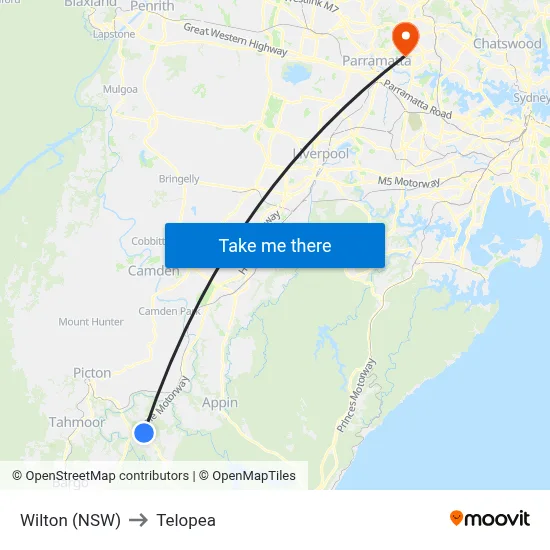 Wilton (NSW) to Telopea map
