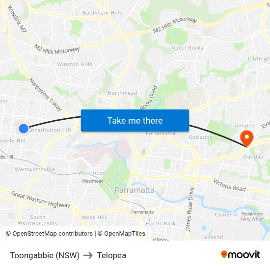 Toongabbie (NSW) to Telopea map