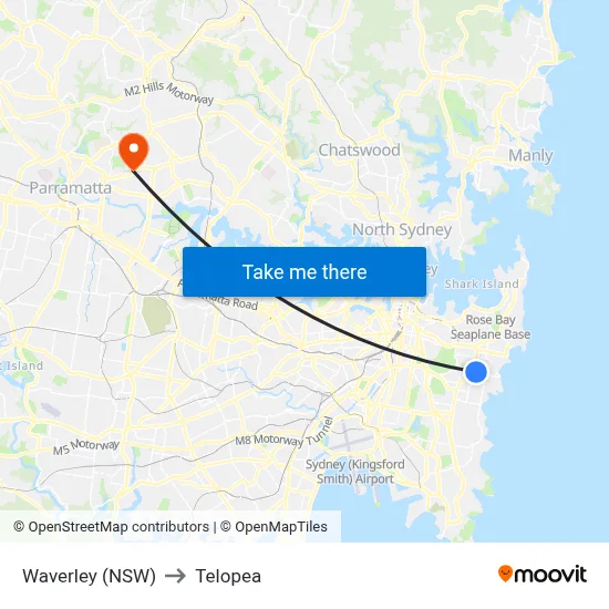 Waverley (NSW) to Telopea map