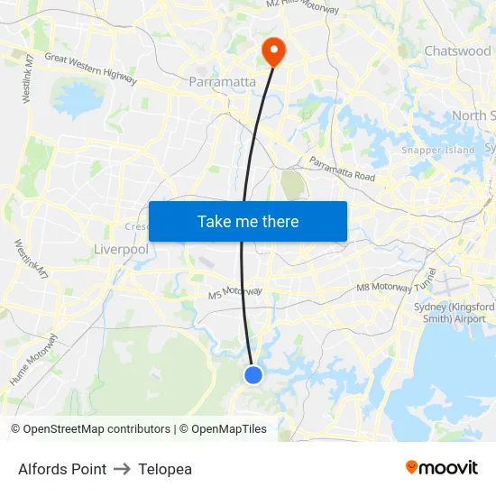 Alfords Point to Telopea map