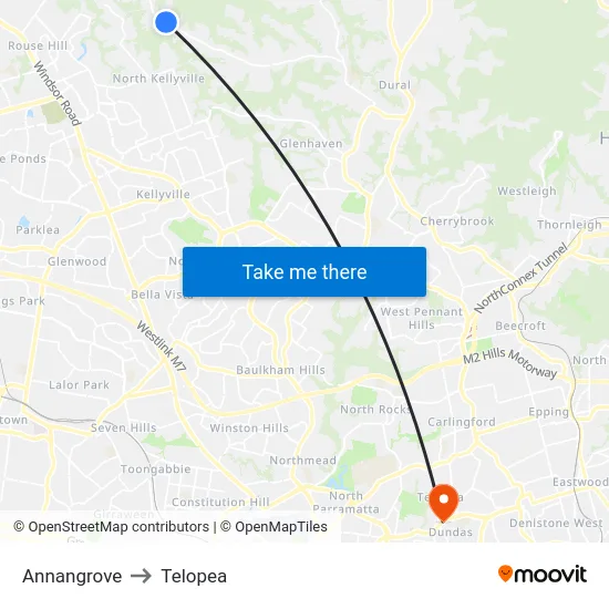 Annangrove to Telopea map