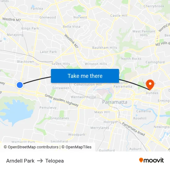 Arndell Park to Telopea map
