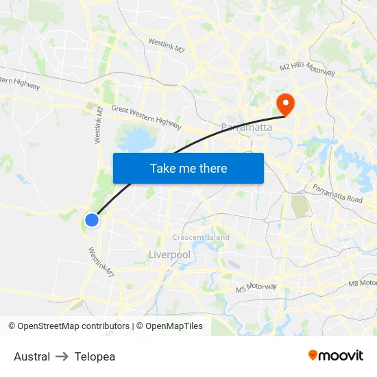 Austral to Telopea map