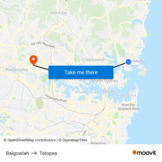 Balgowlah to Telopea map