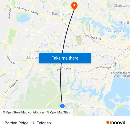 Barden Ridge to Telopea map