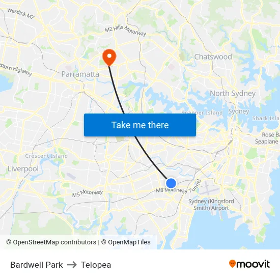 Bardwell Park to Telopea map