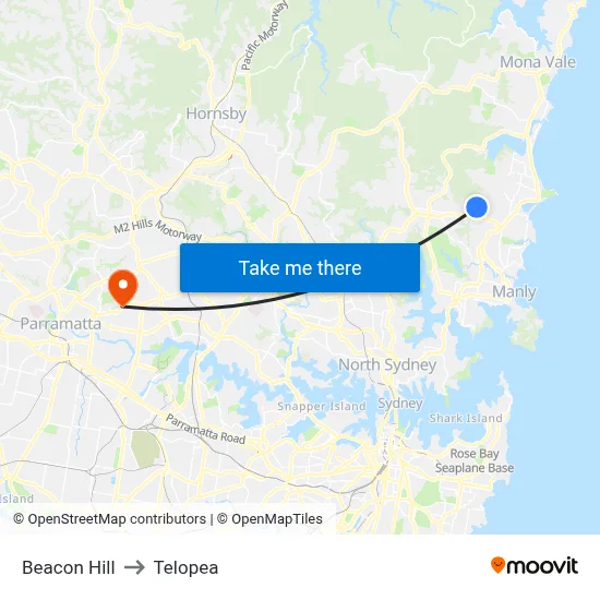 Beacon Hill to Telopea map