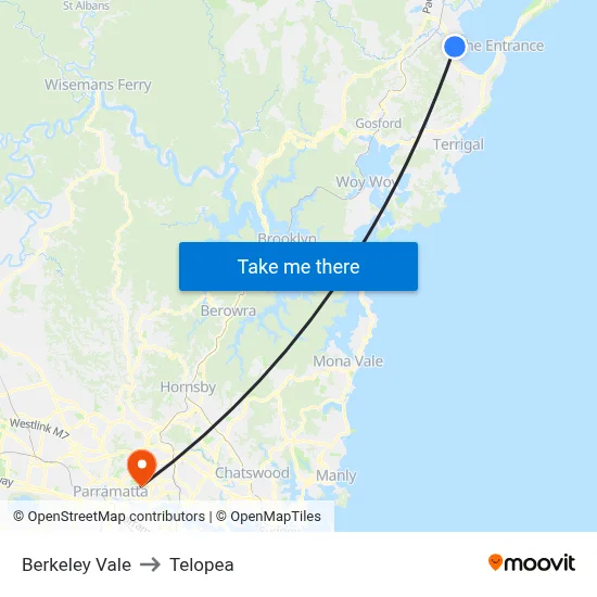 Berkeley Vale to Telopea map