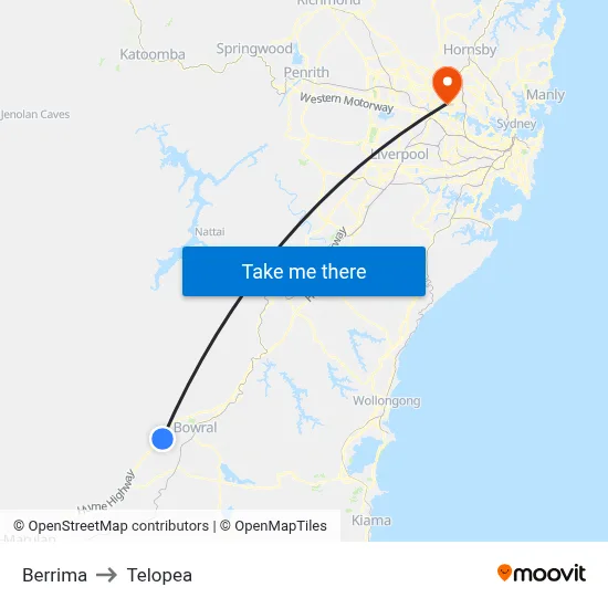 Berrima to Telopea map