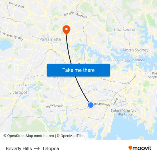 Beverly Hills to Telopea map