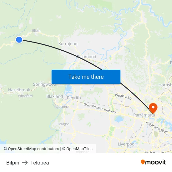 Bilpin to Telopea map