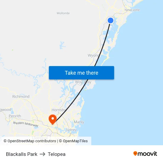 Blackalls Park to Telopea map