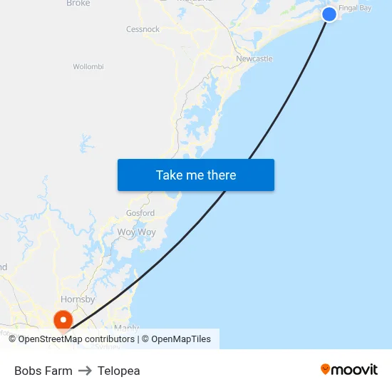 Bobs Farm to Telopea map