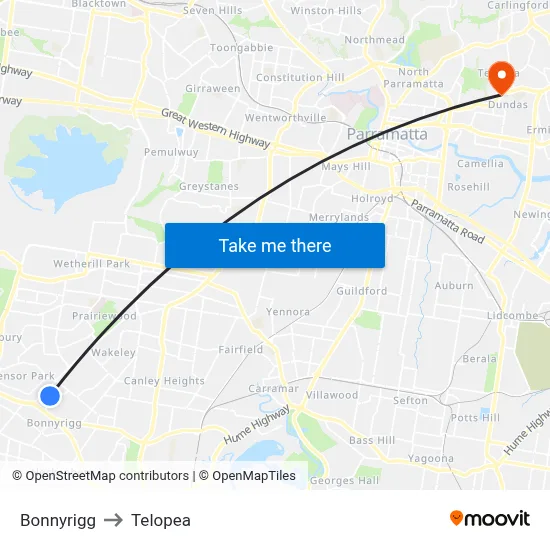 Bonnyrigg to Telopea map