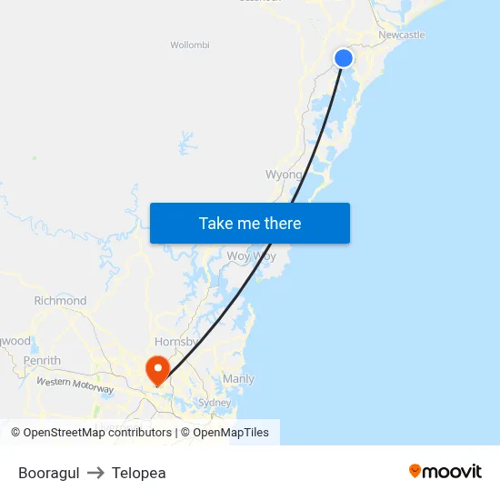 Booragul to Telopea map