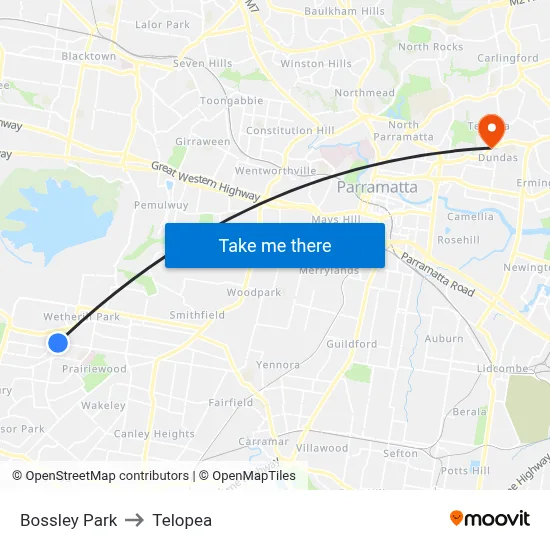 Bossley Park to Telopea map