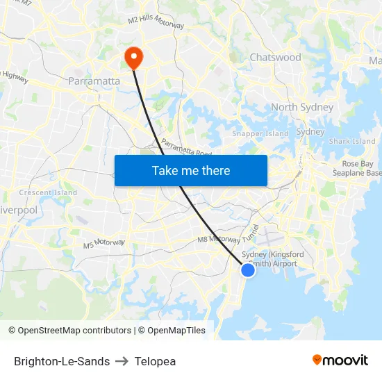 Brighton-Le-Sands to Telopea map
