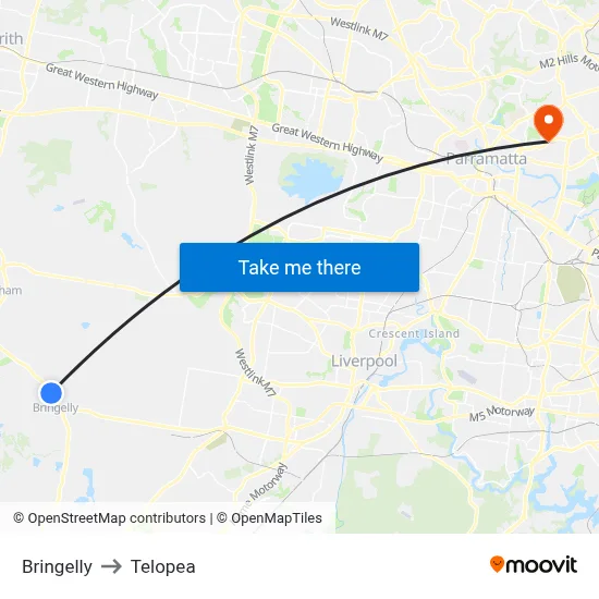 Bringelly to Telopea map