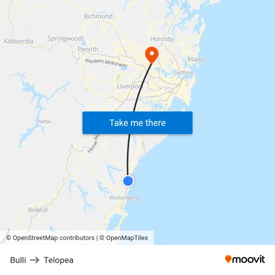 Bulli to Telopea map
