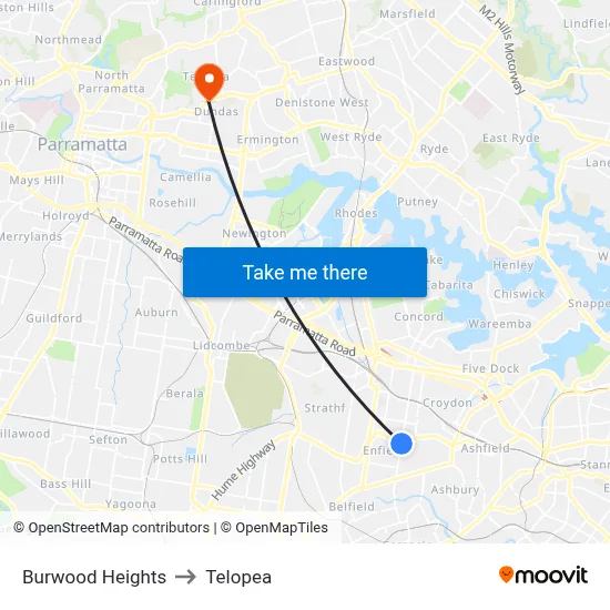 Burwood Heights to Telopea map