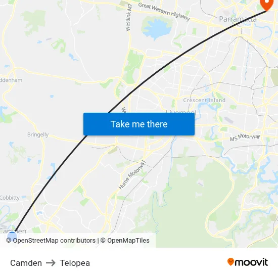 Camden to Telopea map