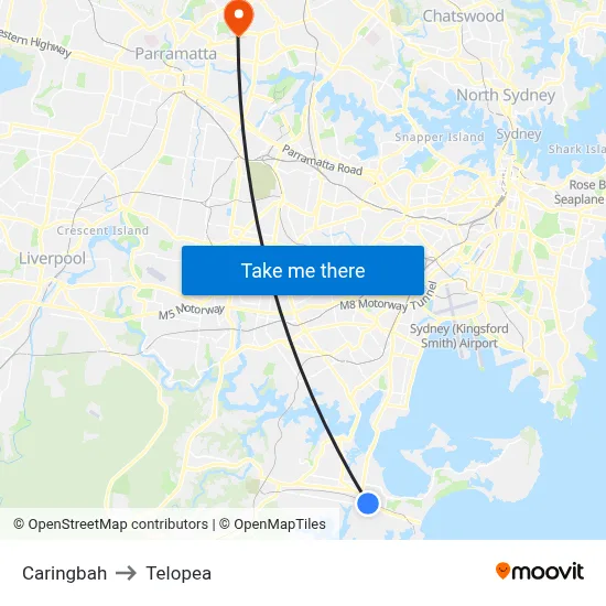 Caringbah to Telopea map