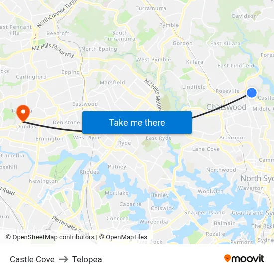 Castle Cove to Telopea map