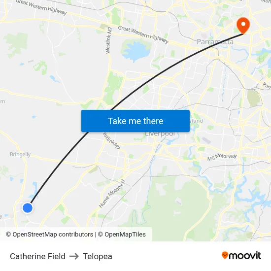Catherine Field to Telopea map