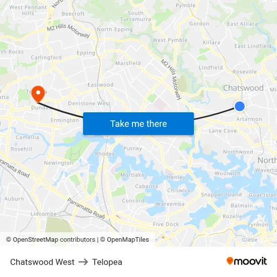 Chatswood West to Telopea map