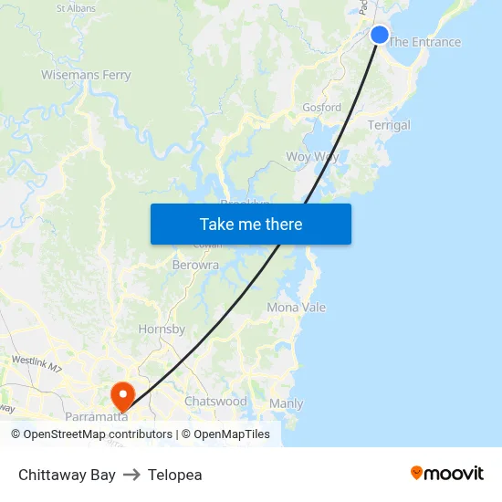 Chittaway Bay to Telopea map