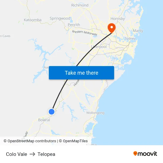 Colo Vale to Telopea map