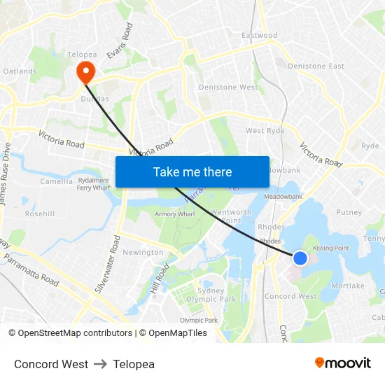 Concord West to Telopea map