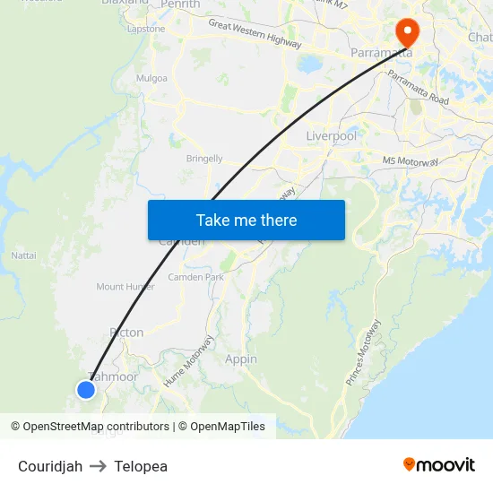 Couridjah to Telopea map